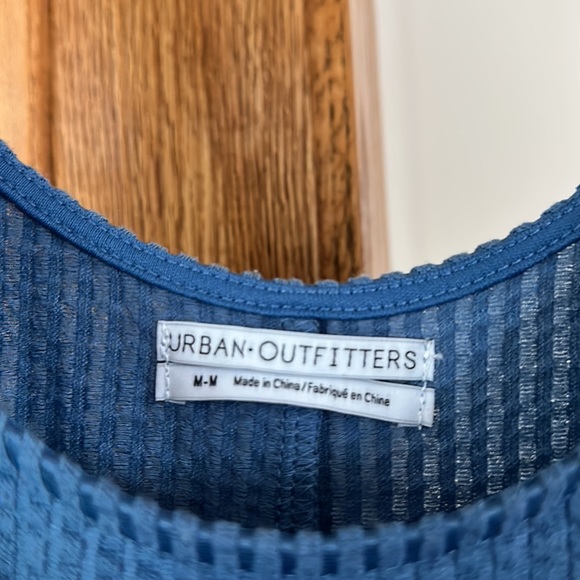 Urban outfitters blue romper, ties on shoulders, waffle material - Picture 2 of 4